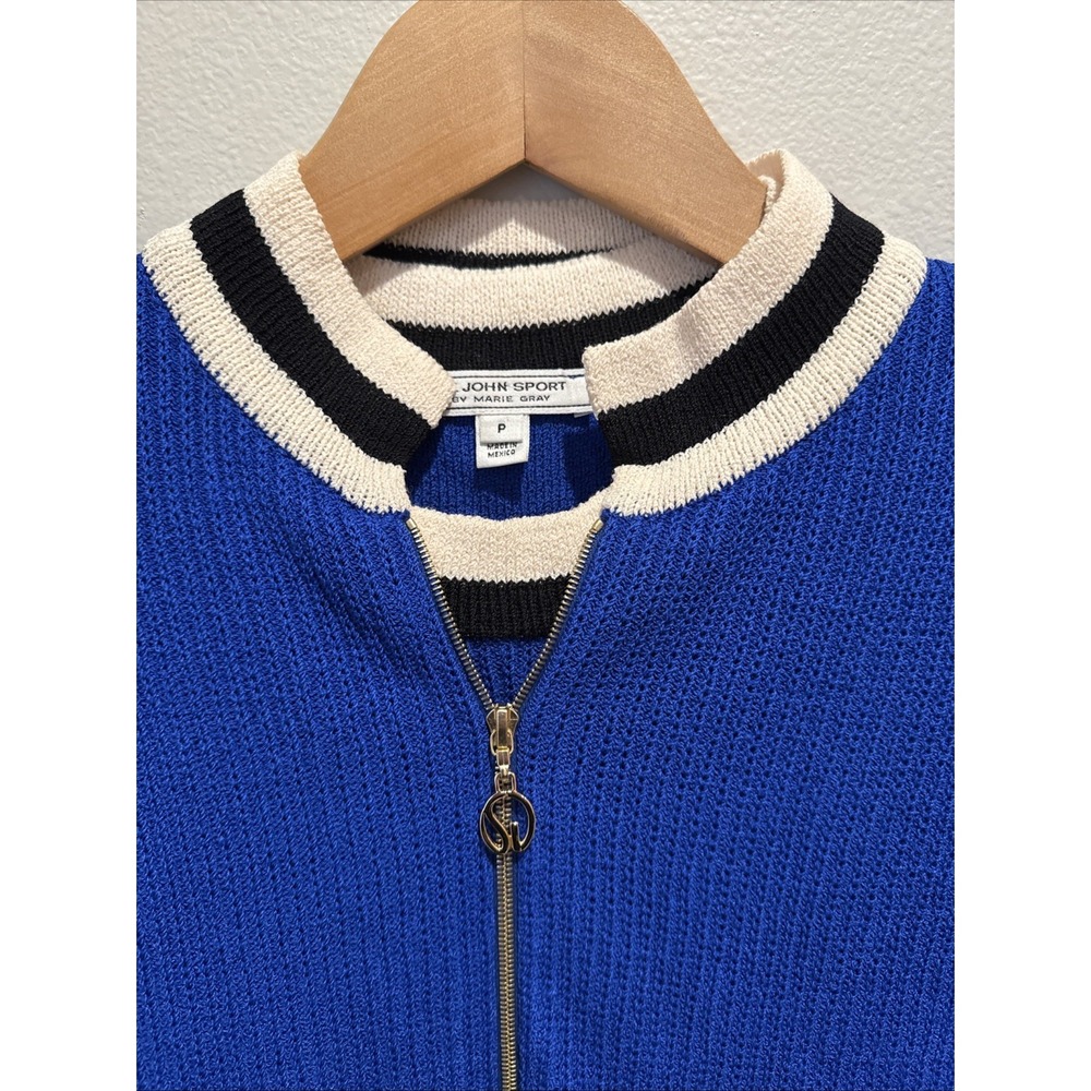 St John Sport By Marie Gray‎ Twinset Blue Stripe Size P Knit Sweater